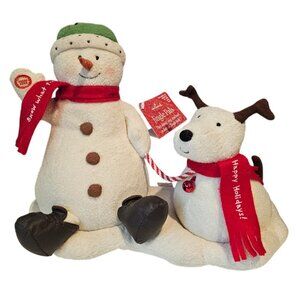 Hallmark Jingle Pals 2004 Snowman Reindeer Dog Musical Plush Animated Works Vtg